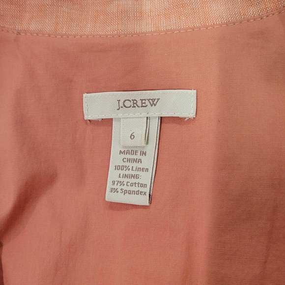 J.Crew Sleeveless Linen Dress Coral Size 6 - Picture 3 of 3